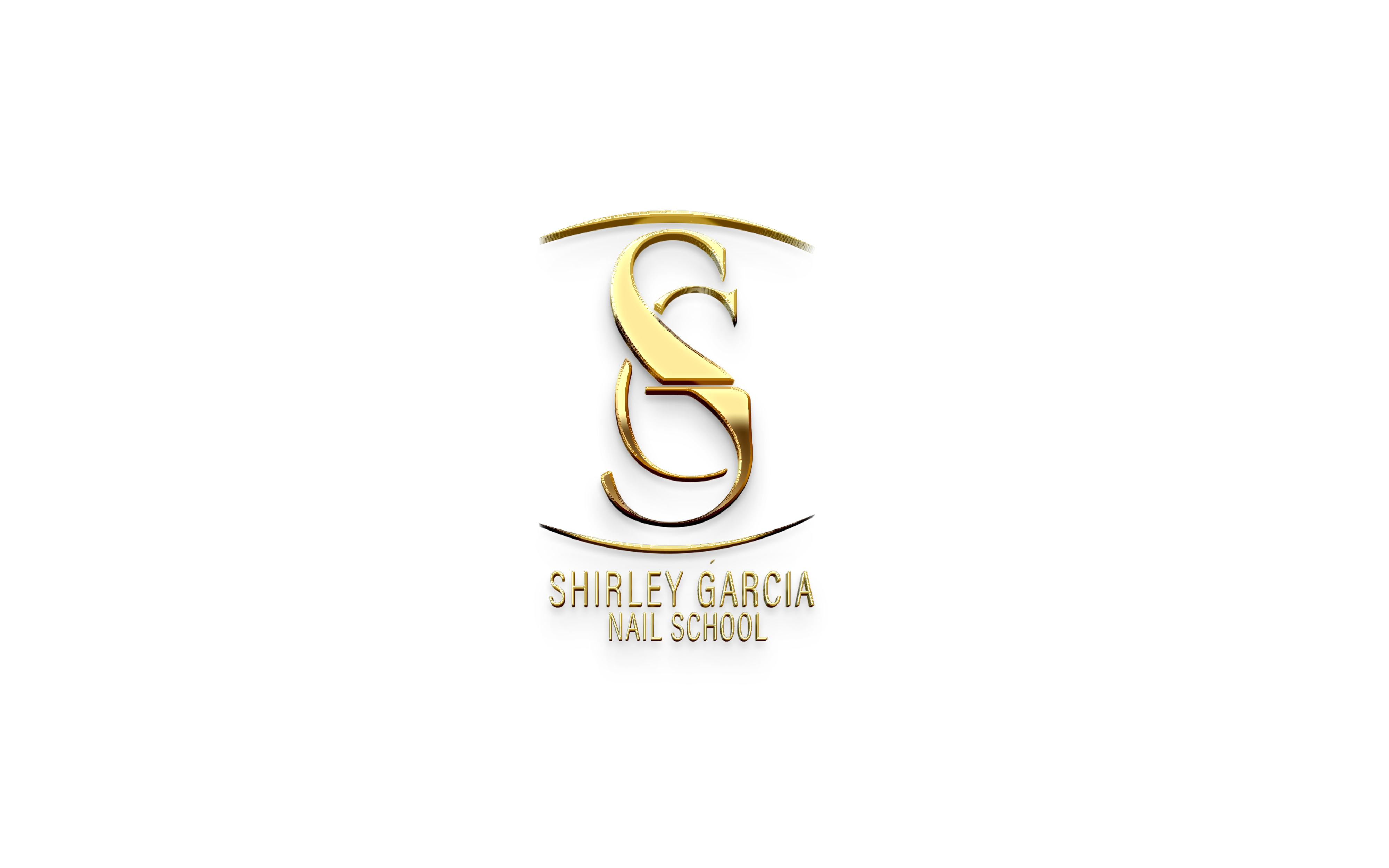 Emblema dorado de Shirley Garcia Nail School